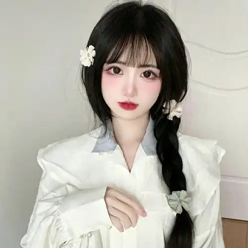 假发女复古减龄单麻花辫甜美空气刘海少女圆脸百搭假毛辫子全头套