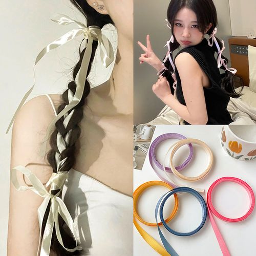 甜美少女丝带编发头绳甜酷双马尾扎发绳麻花辫绑头发带蝴蝶结发饰