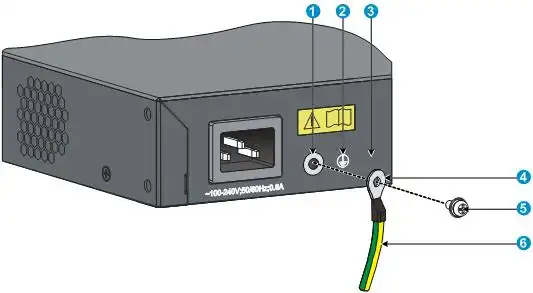 图3-9 连接保护接地线缆到交换机的接地孔(3)将套了ot端子的接地螺钉