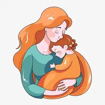 母亲节母女卡通人物手绘元素