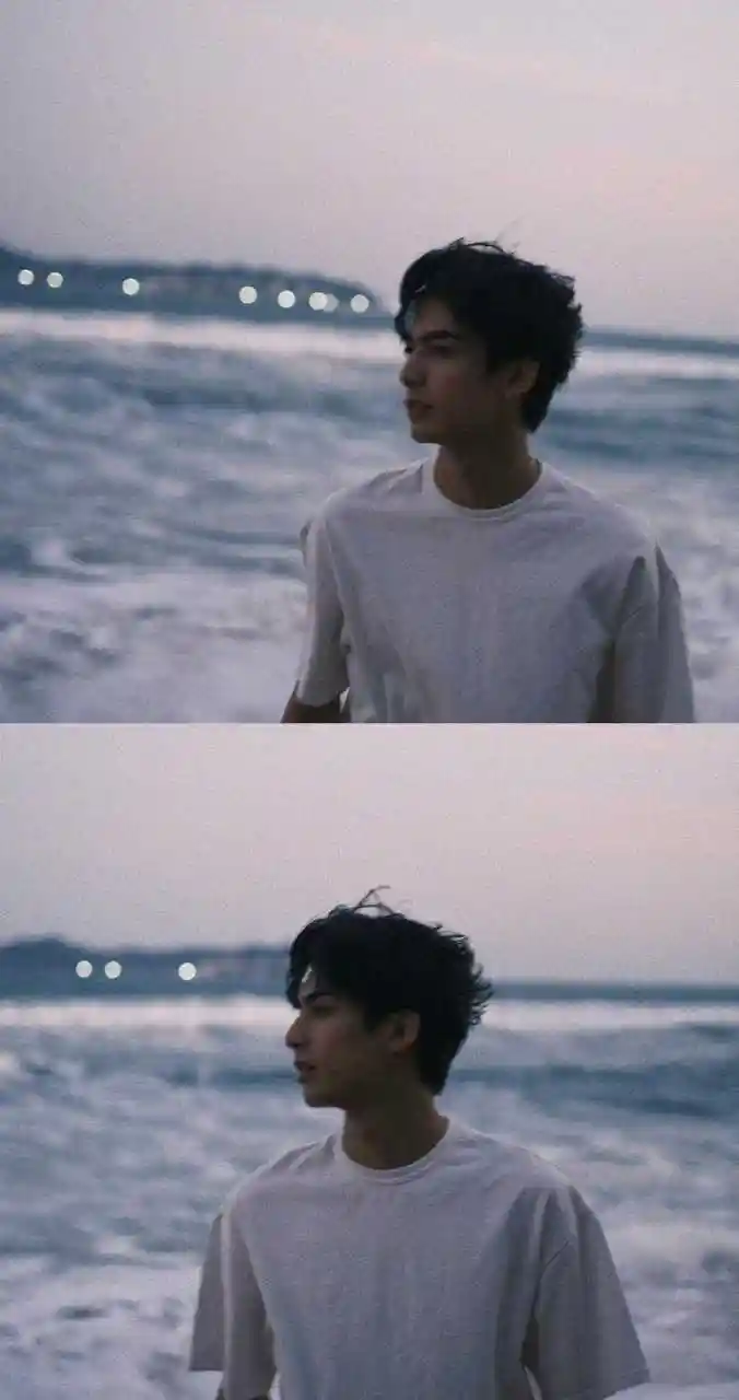 宋威龙晒库存的海随拍,白t,日落,海边氛围感,少年气息扑面而来~[羊驼]