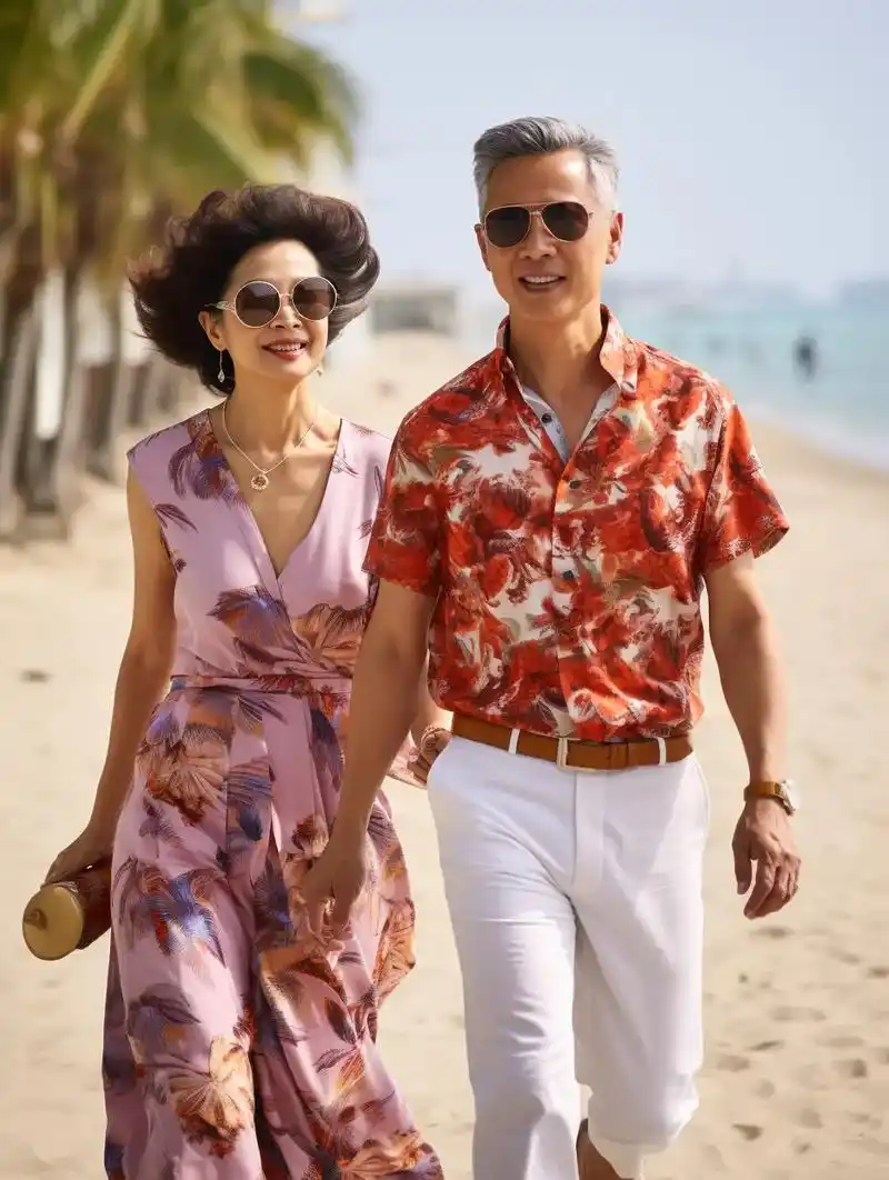 夫妻的美丽夏日沙滩合影,美极了#始于初见止于终老 #夫妻#穿 - 抖音