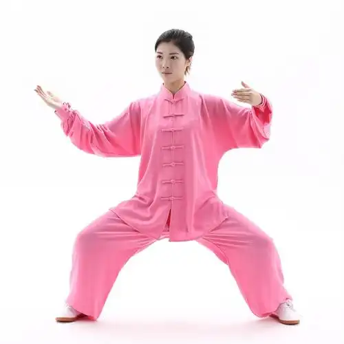 棉加丝太极服男女春秋中国风太极拳表演服闪电客麻纱练功服