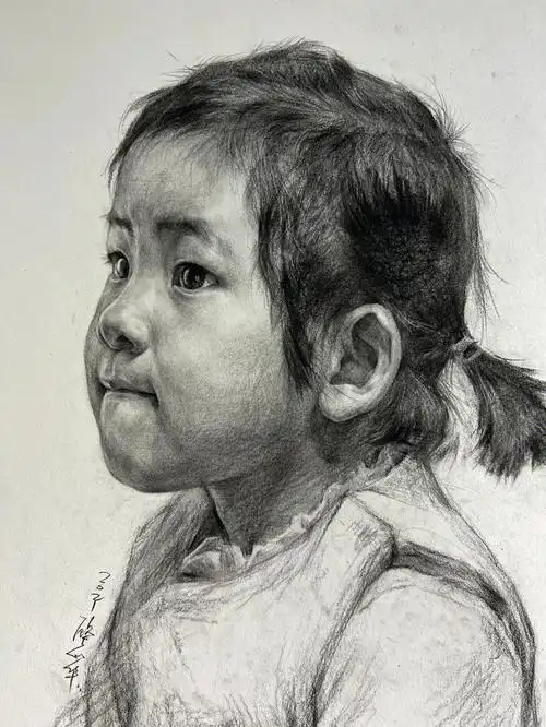 熊孩子挨打的表情真诚无技法人物素描