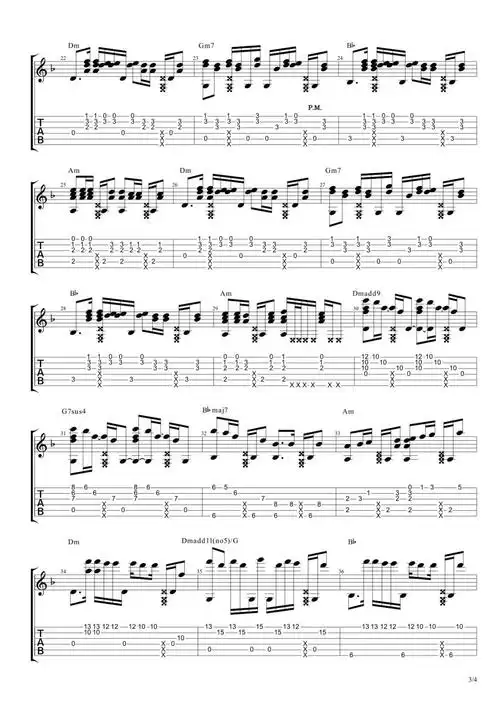 《无心快语》指弹吉他谱_经典原版六线谱_高清图片谱_george michael1