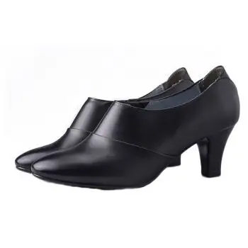军官常服高跟皮鞋女春秋黑色工作女鞋单鞋 黑色 35