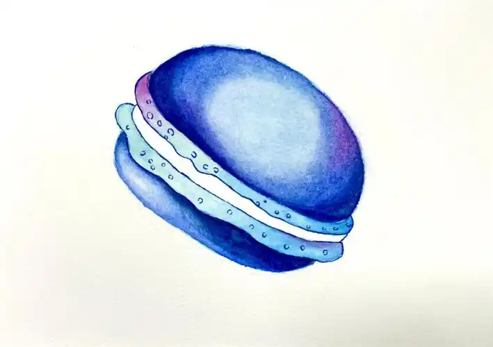 水彩美食团练马卡龙