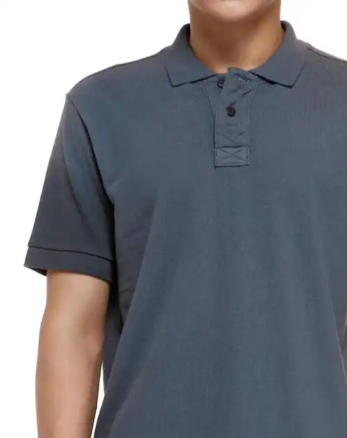 男款灰蓝色短袖polo衫复古潮流