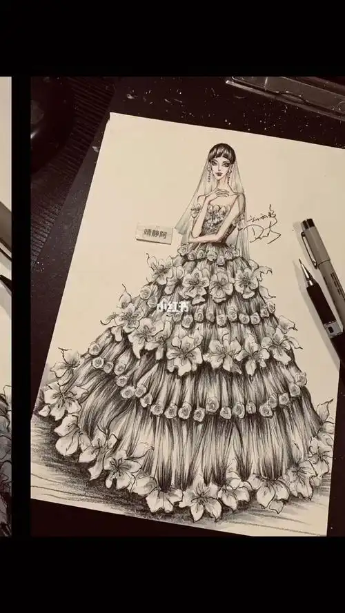 婚纱礼服插画设计效果图手绘