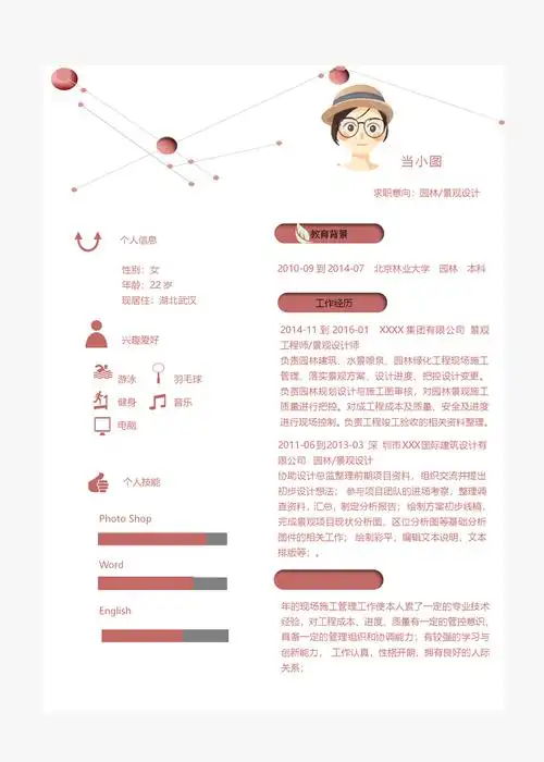 园林景观设计个人简历模板