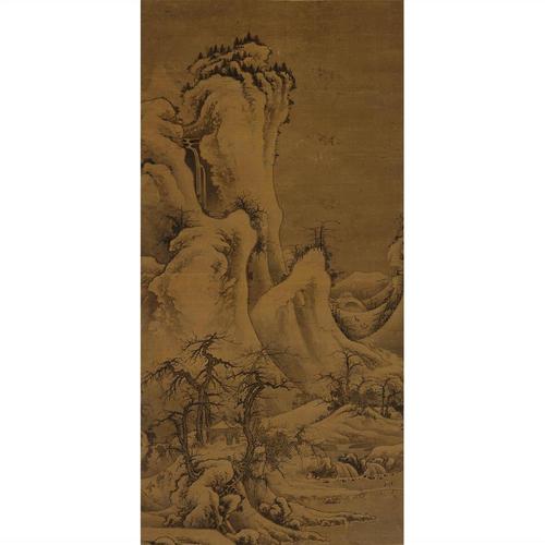 宋郭熙雪山行旅图真迹复制画版画临摹画稿仿古画山水立轴装饰画