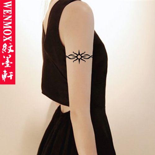 纹墨轩手臂图腾纹身贴纸防水女 男款太阳图腾臂环 手臂花蝴蝶图腾仿真