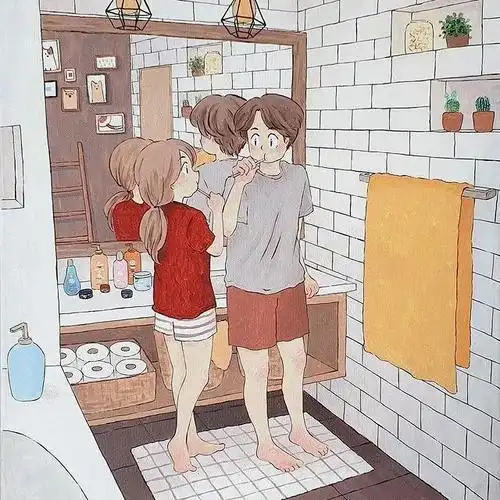 一组羞甜又接地气的情侣插画,这就是爱情的样子吧!