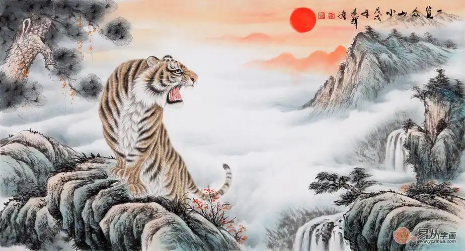 二十:王建辉新品动物画老虎图《虎卧福地》现代名家作品欣赏二十一