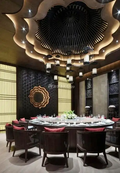 深圳高档会所餐厅包间吊顶装修设计_装信通网效果图