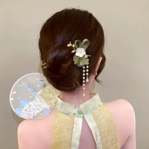 古风发夹新中式珍珠气质高级感盘发发钗发簪简约汉服旗袍头饰春季