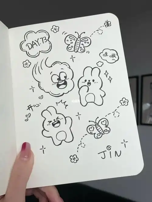 73100简笔画可爱的兔兔手帐小表情素材