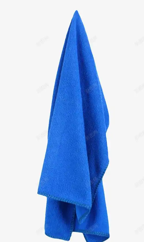 蓝色挂着的毛巾清洁用品实物