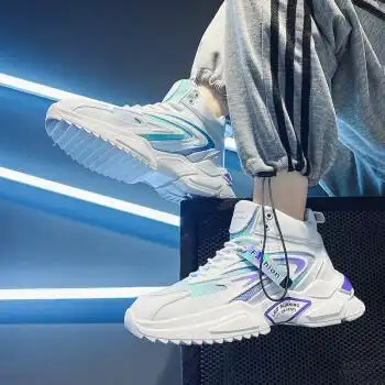 京策男鞋秋季2021新款学生百搭运动休闲鞋港风个性渐变