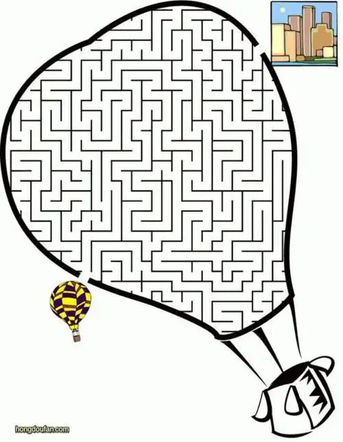 热气球形状的在线迷宫游戏a4可打印图片-红豆饭小学生简笔画大全
