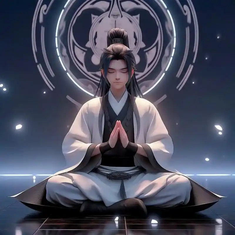 双手合十的古风男头