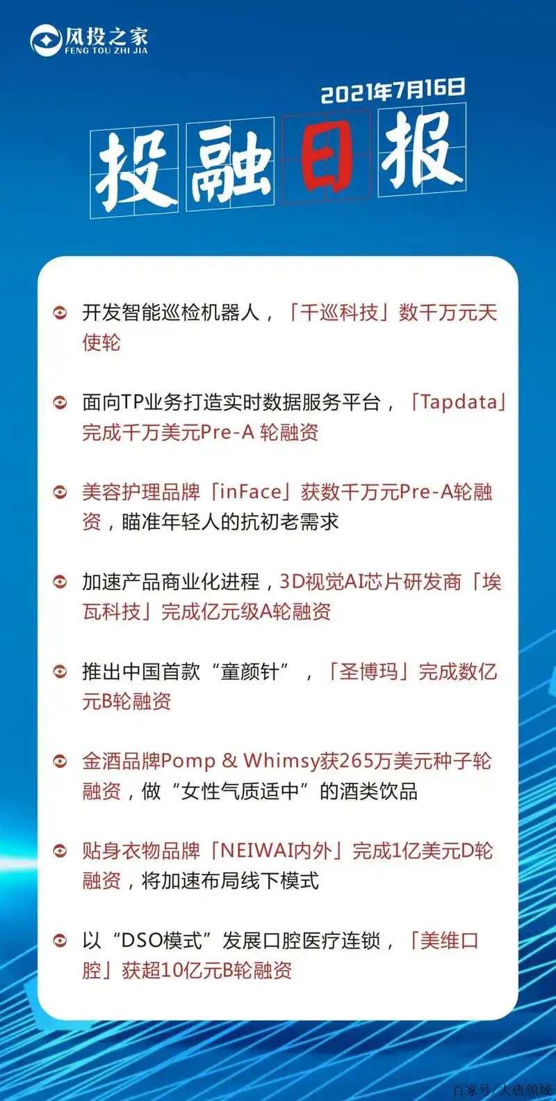 2021年7月16日第29期 | 风投之家投融日报