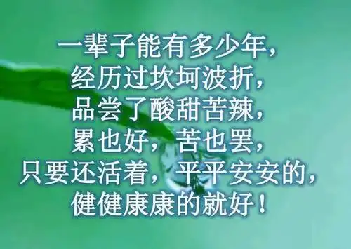 人一辈子能有多少年只要还活着平平安安的健健康康的就好