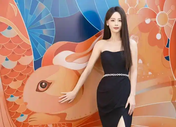 张嘉倪亮相"兔子"展惊艳亮相,穿黑筒破烂长裙,优雅女神_气质_身材