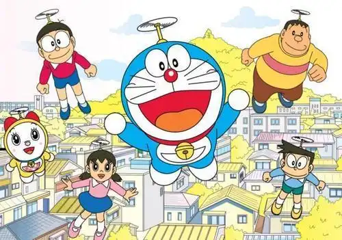 简笔画哆啦a梦全家福