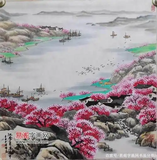 陈胜杰的山水画赏析:小桥流水人家,杏花烟雨江南
