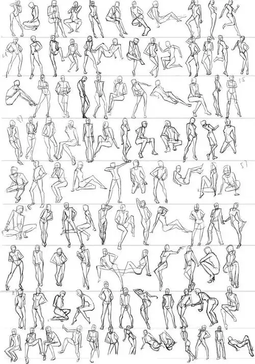 干货速写大动态练习素材超多动作可以练习很久啦