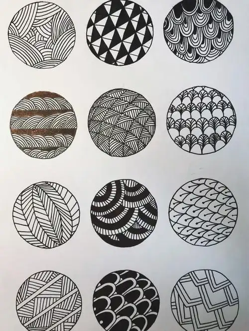 黑白简笔画黑白装饰画线描创意插画儿童画七星瓢虫线描装饰图案素材