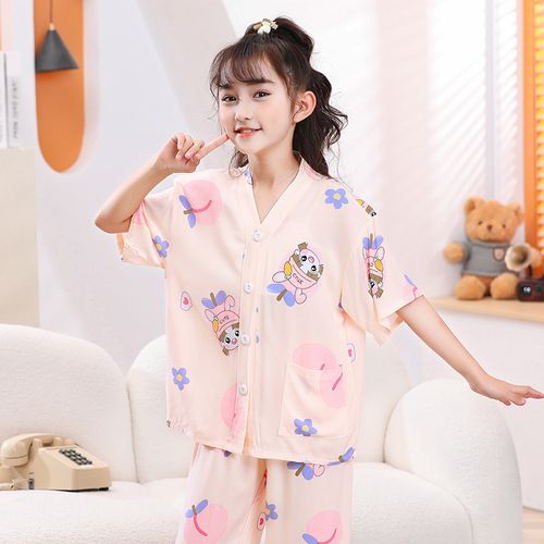 夏季新款儿童睡衣男孩女孩短袖