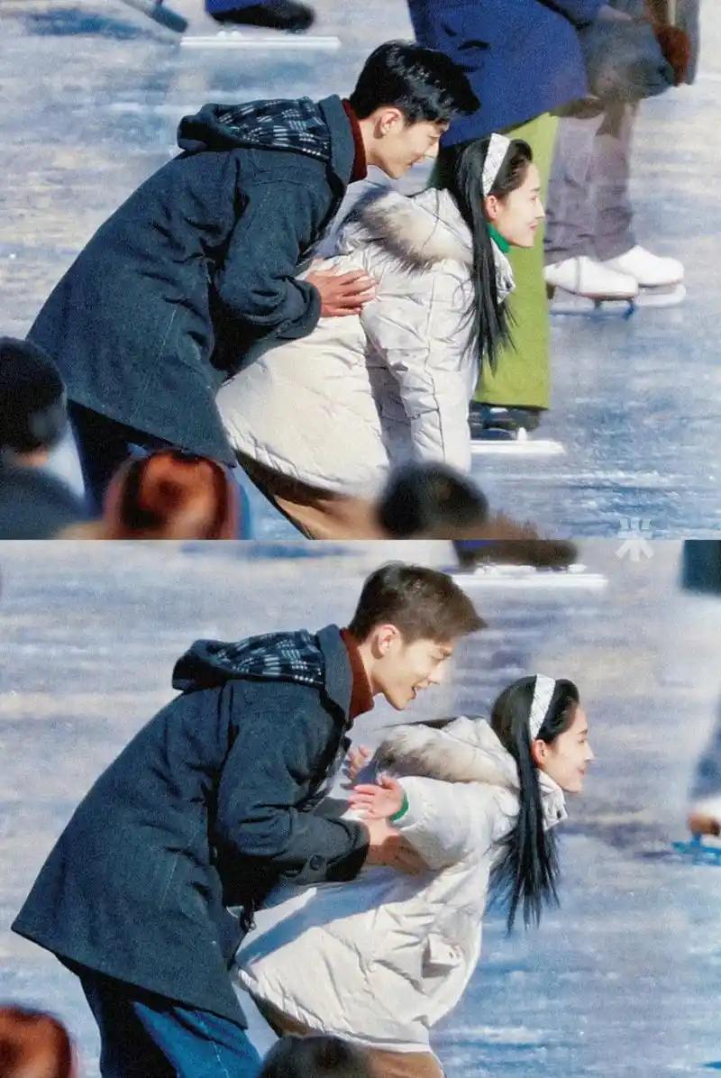肖战,李沁《梦中的那片海》一起滑冰. 怎么这么甜?