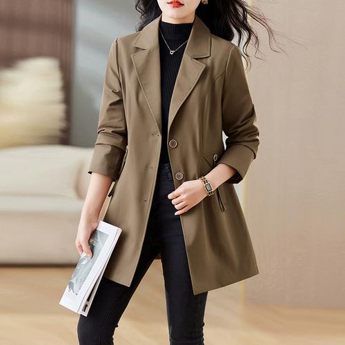 杭州意法风衣外套2023新款女士春秋爆款中长款今年流行小个子上衣