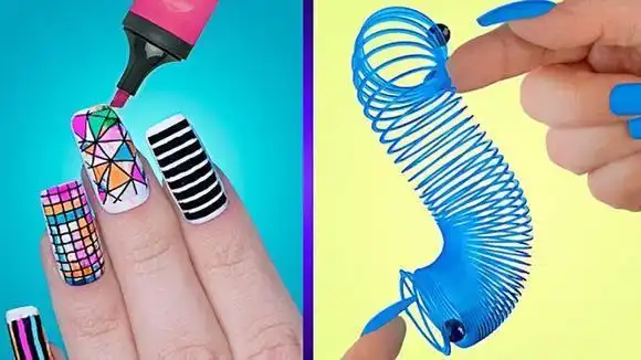 闺蜜美妆,9个奇怪的指甲技巧和创意,diy奇葩抗压美甲艺术!