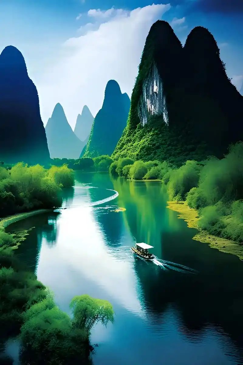 青山绿水,蓝天白云,生机勃勃的风景,这么美的桂林山水你最想分享给谁?