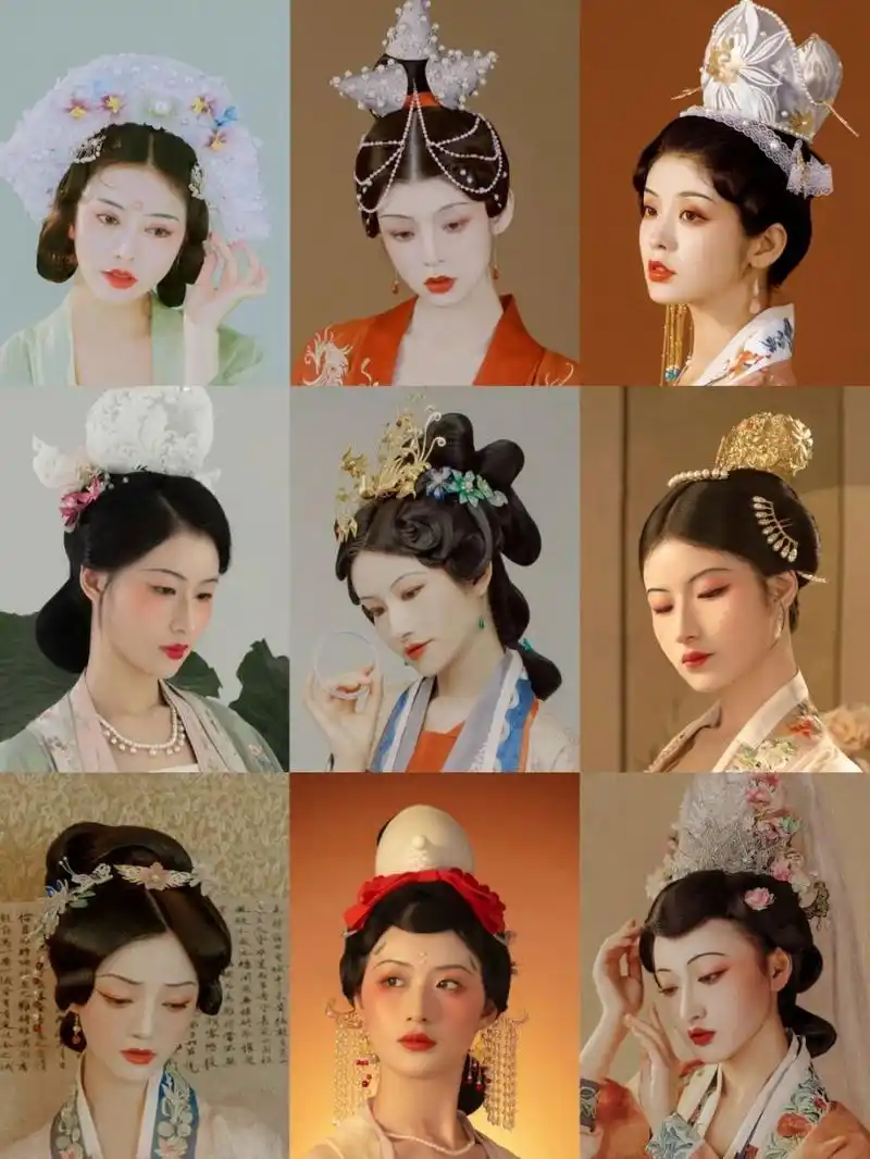 都说宋代引领时尚,光是发冠就有好几种呢7515 另外眉妆和面妆