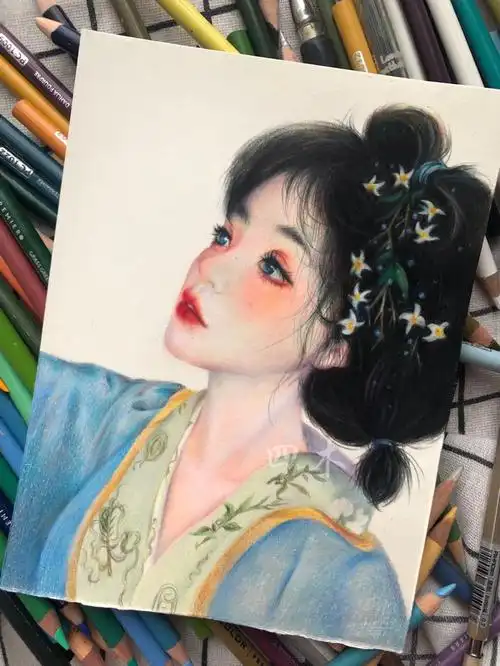 彩铅古风人物带色号步骤图