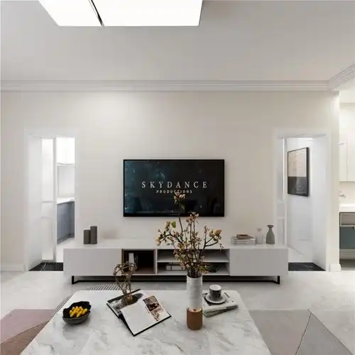 浦东前哨路70现代简约三室一厅客餐厅装修效果图