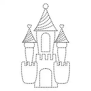 虚线形状幻想中世纪城堡与可爱的设计矢量插图照片