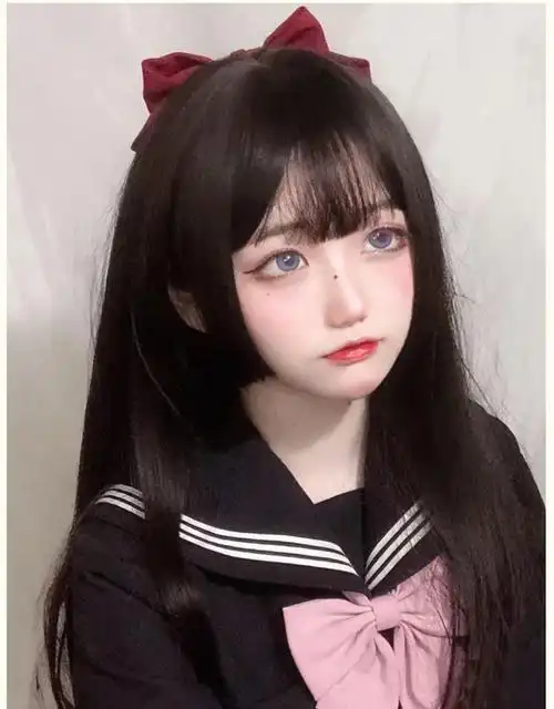 女装大佬假发 姬发式长发自然全头套cos公主切网红圆脸lolita长直发
