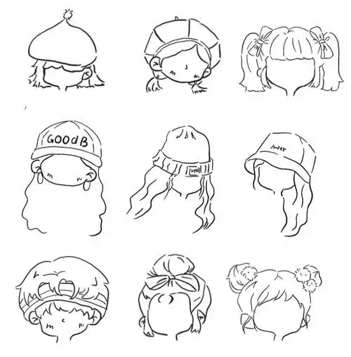 女生头饰头发发饰练习插画简笔画打卡24