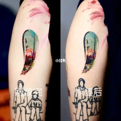 恢复后对比图梵高彩色纹身