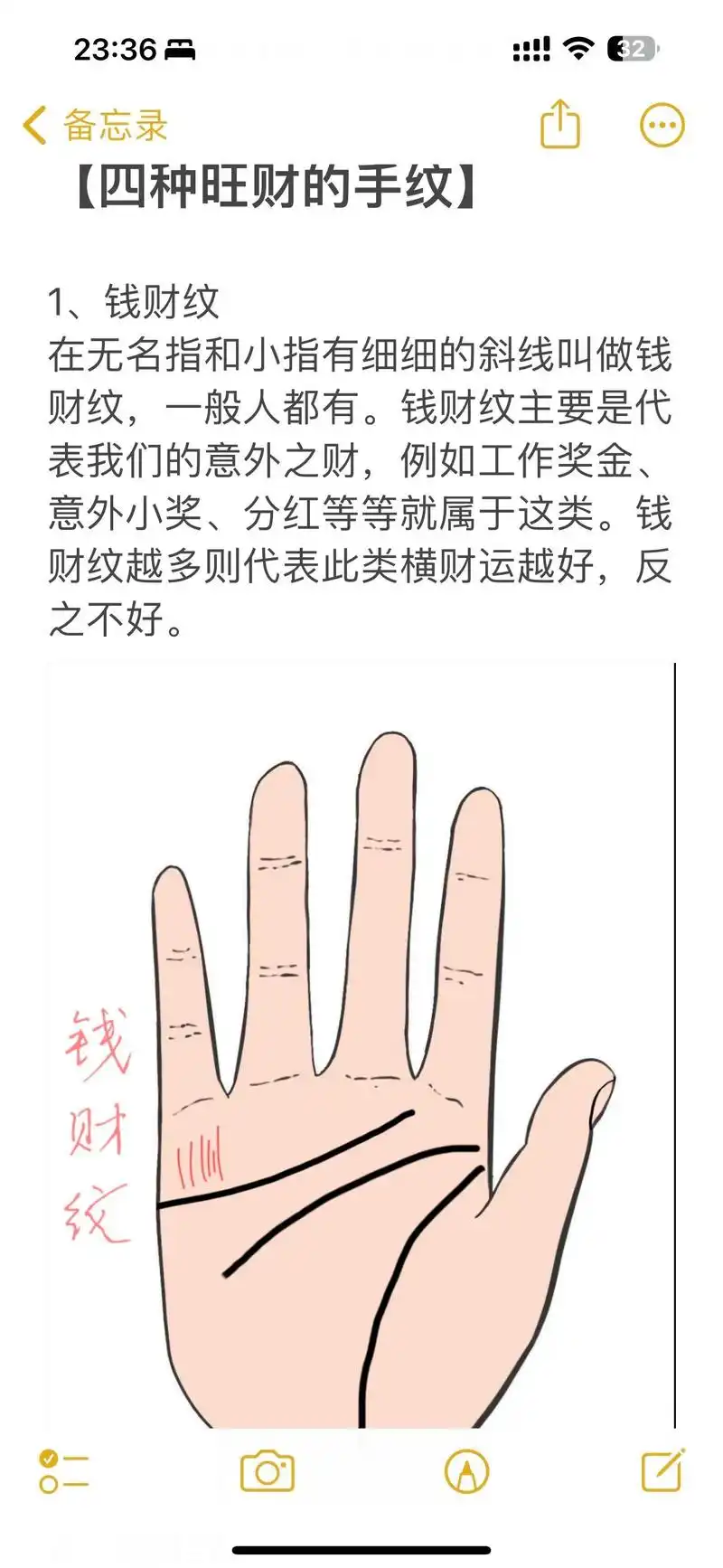 无名指和小拇指下边有好多竖线