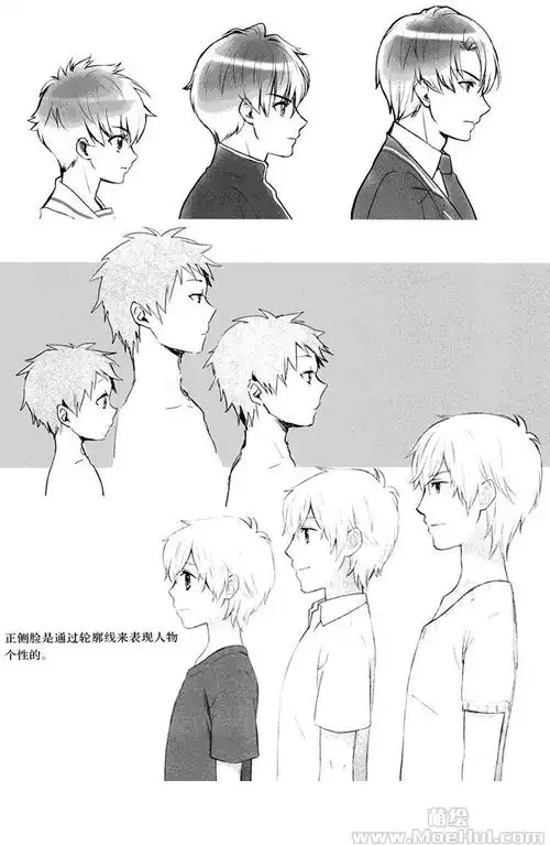 萌系美少年漫画造型05正侧面脸部的画法