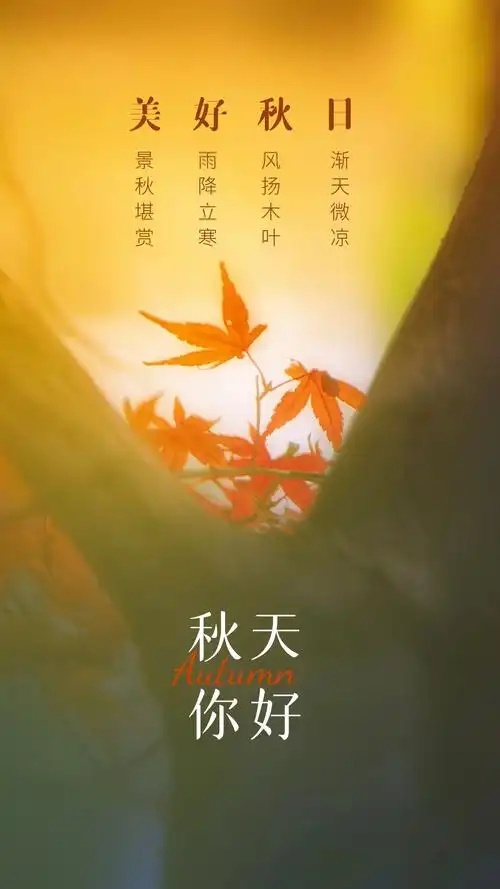 秋天你好图片配图唯美带字,秋天海报简单