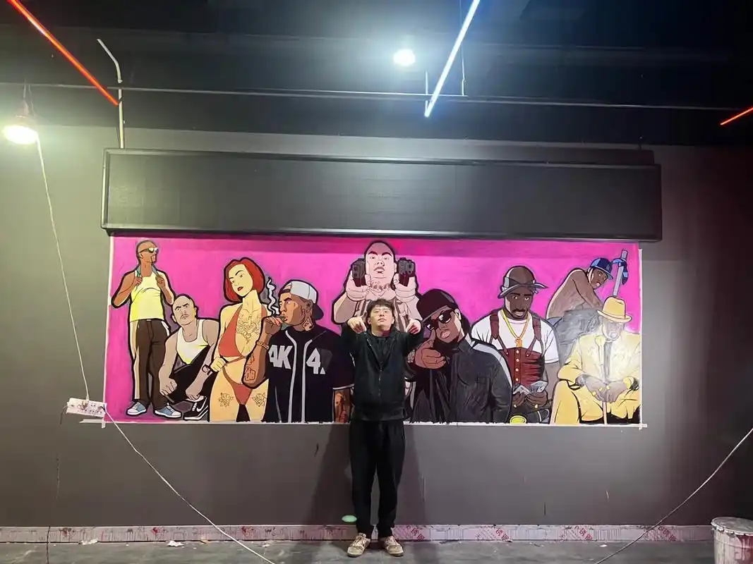 西海岸匪帮 #墙体彩绘 西海岸匪帮手绘墙完工[得意] si - 抖音