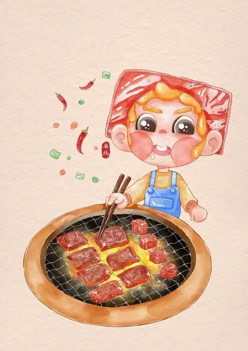 原创插画烤肉先生附步骤图