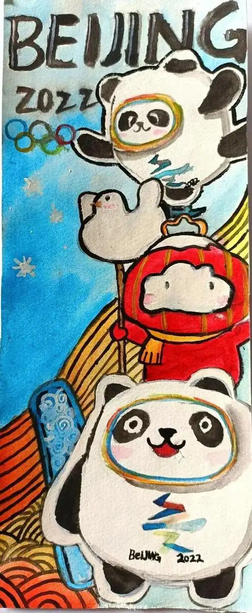 阿荣旗13岁女孩自己画了个冰墩墩